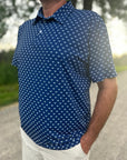 Navy Blue 3BG Pattern Polo