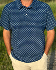 Navy Blue 3BG Pattern Polo