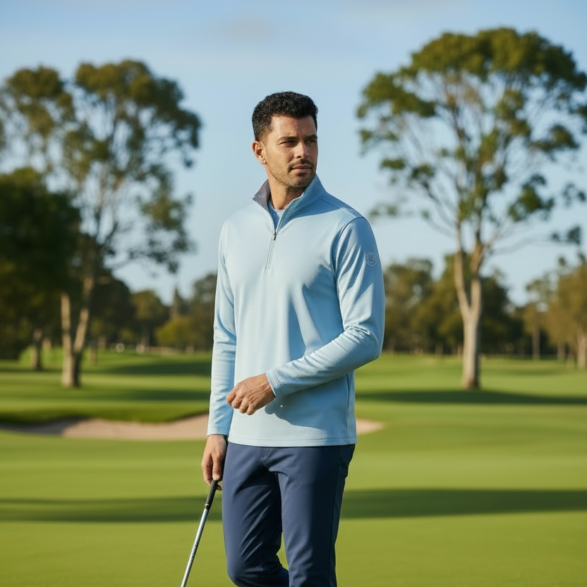 Sky Blue 1/4 Zip – 3 Birdies Golf Company