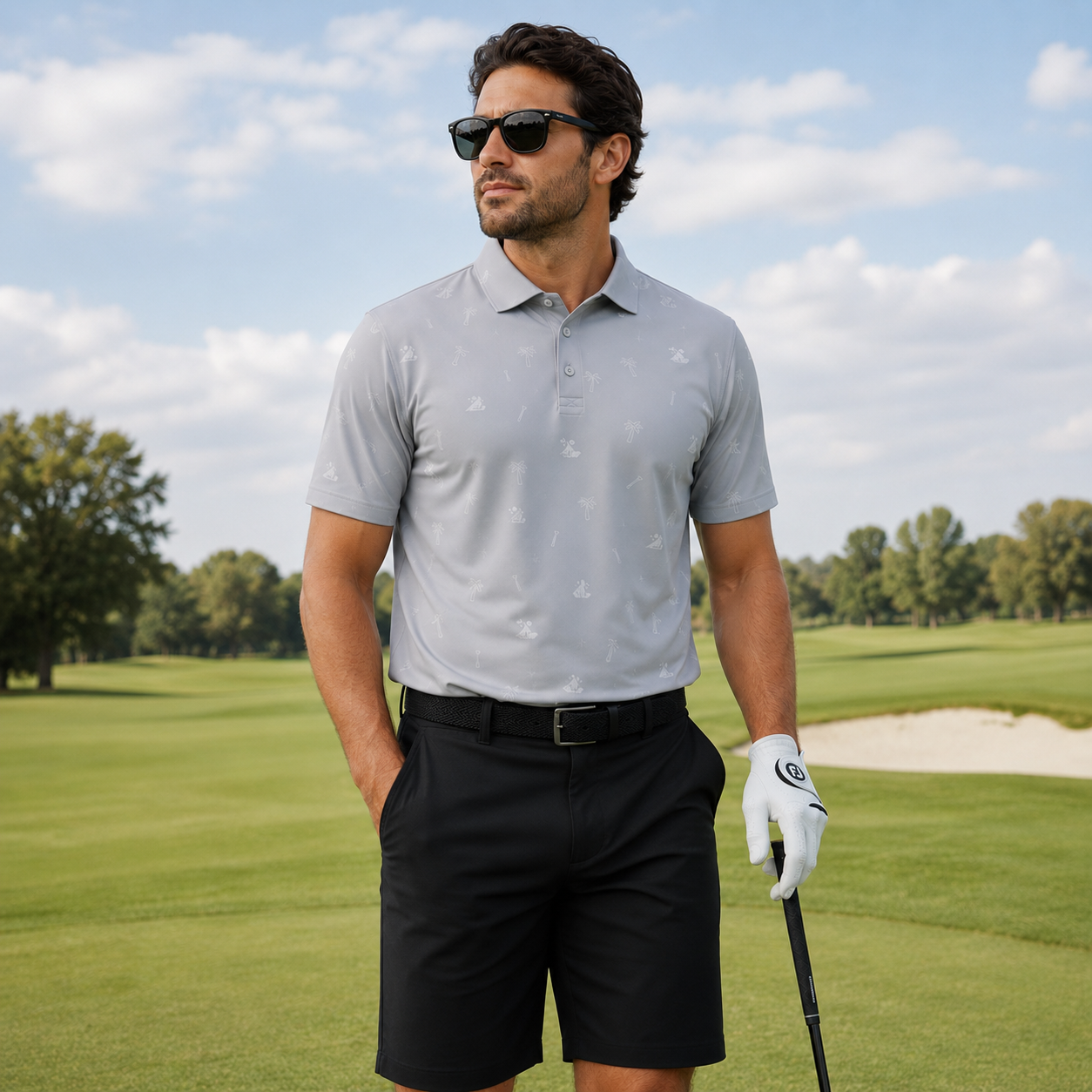 Grey 3BG Pattern Polo